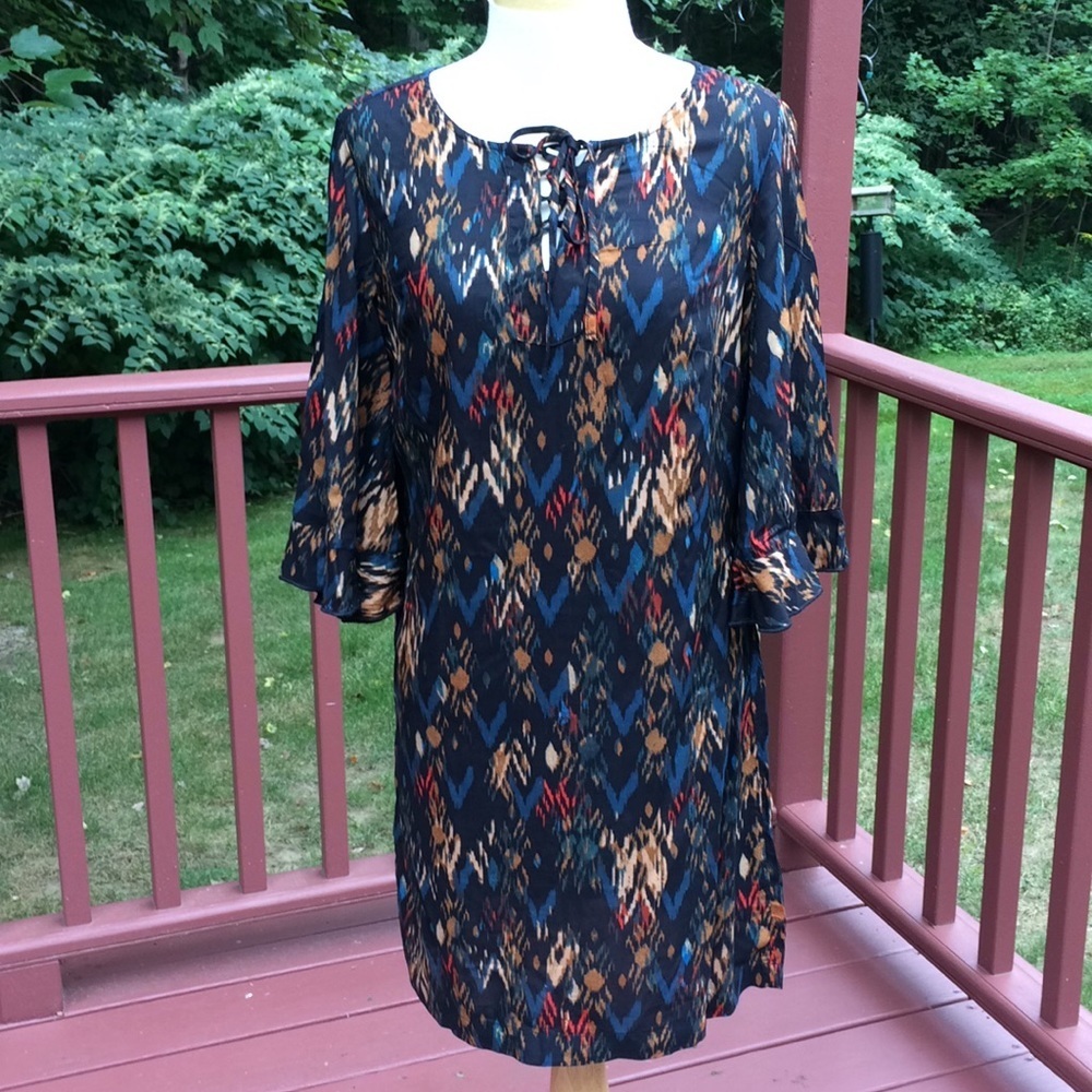 Beach Lunch Lounge XS black multi lace up dress